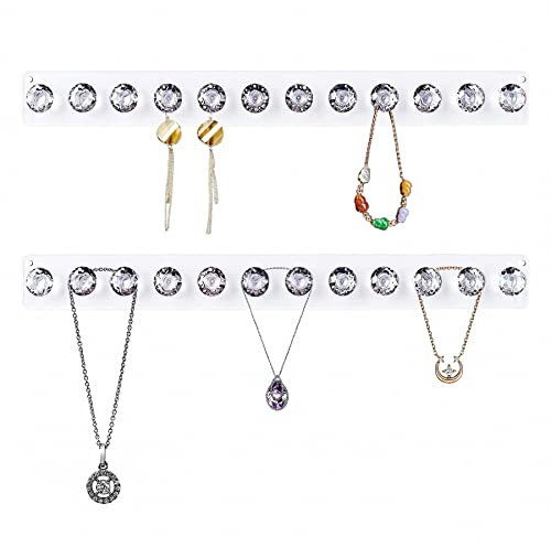 Baoswi 2-Pack Halskette Aufhänger Acryl Halsketten Halter Wand befestigte Schmuck Organizer hängen mit 12 Diamant Form Haken, Schmuck Aufhänger für Halskette, Geschenk für Mädchen Frauen