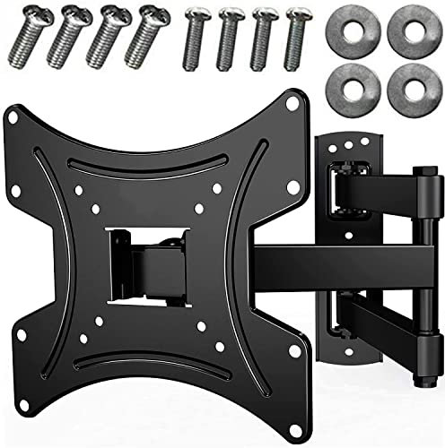 Swivel Tilt TV Bracket 10-42 inch Extended Articulating Arm Tilt Swivel Wall Mount TV Bracket for LCD LED OLED Plasma Flat Curved Screen Load Capacity 30KG VESA 75x200mm with Spirit Level Fixing Screw