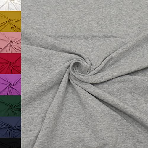 MAGAM-Stoffe Theo French Terry uni Sweat Stoff Oeko-Tex Meterware 50cm (40. Grau meliert)