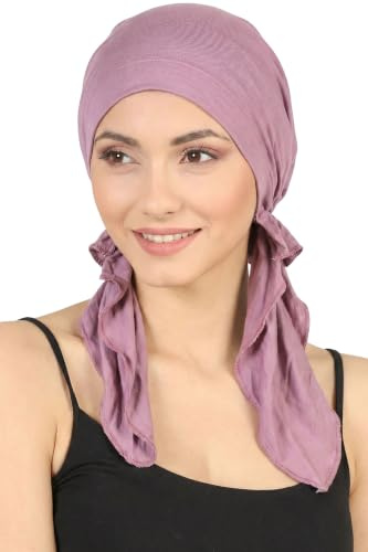 Deresina Pre-Tied Chemo Bandana for Women – Soft Bamboo Turban & Head Scarf for Hair Loss & Alopecia – Breathable Headwear (Jewelled Lavender - One Size)