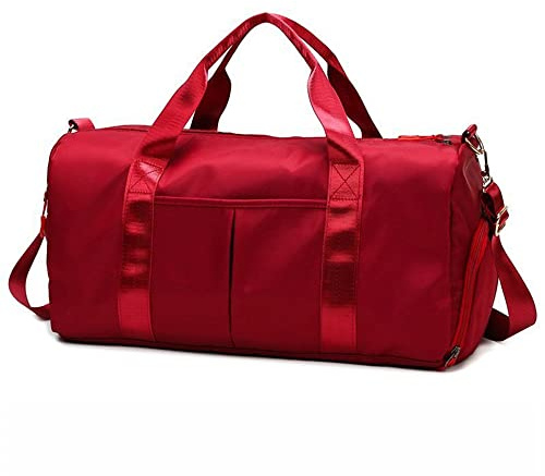 Hixingo 45L Bolsa de Deporte Hombre y Mujer Grande con Compartimento para Zapatos, Bolsa de Viaje Impermeable para Bolsa Gimnasio con Compartimento (45L,Rojo)