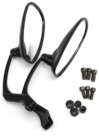 Sidespegel Moto Oval Mirror Retrovisor 8mm 10mm för Cafe Racer Bobber Chopper (Svart)