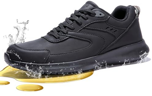 SPIEZ Non Slip Chef Shoes, Lightweight Mens Work Trainers, Black UK 9