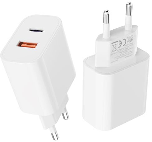 Apple MFi Certified 2Pack USB C Netzteil Adapter für iPhone 15 pro max/14 Pro/13/12/11/XR/iPad/AirPods, Samsung, 2Port USB A+USB C Kompaktes Stecker, Schnellladegerät mit Intelligent PD&QC-ohne Kabel