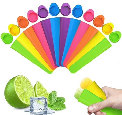 Darryy Moule a Glace en Silicone, 12 Pièces de Moule à Popsicle - Moules à Glace Réutilisables en 100% Silicone Alimentaire - Sans BPA - Pratique, non Toxique et Respectueux de l'environnement
