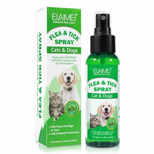 Ellisalano Nettoyant Liquide Anti-puces Et Tiques pour Chat et Chien (Spray insectifuge)