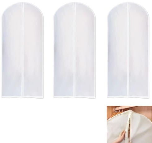 3 PCS Long Dress Garment Bags - Full Length Covers With Zip, Waterproof, Dustproof, Translucent