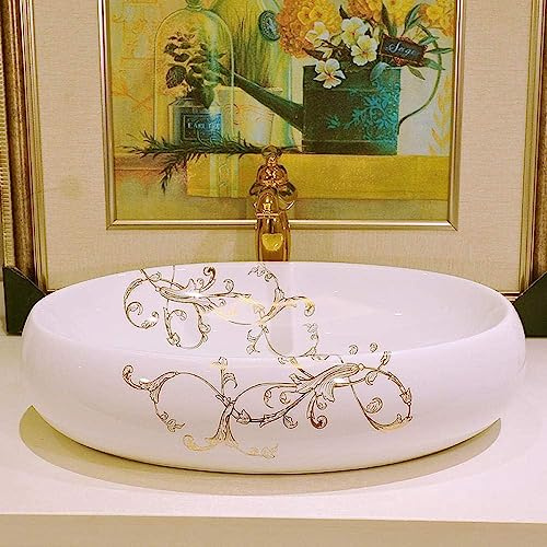 UMJIGF Countertop Basin Table Basin, Rectangle Ceramic Hand Washbasin, Home Bathroom Washbasin,Bathroom Sinks,A-A