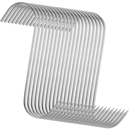 sourcing map 20 ganchos de carne de acero inoxidable de 4 mm, gancho de carnicero para procesamiento de carne, ganchos para ahumar, asar a la parrilla, carne de res, costilla, barbacoa