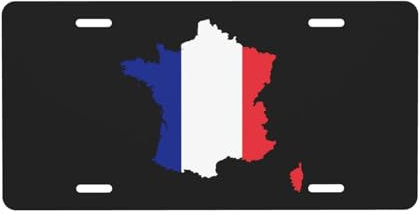 Placa de matrícula con Mapa del Terreno de Francia para la Parte Delantera del Coche, Placa de matrícula de 6 x 12 Pulgadas, Placa de Metal para Coche, Etiqueta Decorativa novedosa y vanidosa