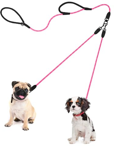 PetBonus Rope Double Dog Leash, No Tangle Dual Leash for Walking Two Dogs