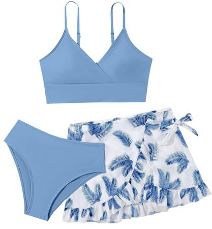 Queue de Sirene Enfant Robe Maillot 3 pièces pour Petite - Bikini Solide - Rullfe - Slip - Ensemble de Bikini pour