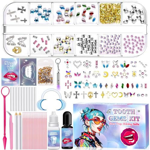 NLMWTI 43pièces Kit Strass Dentaire, 435 Cristaux pour la Décoration des Dents Avec Colle, Kit Strass Dentaire Générique pour les Dents Bling