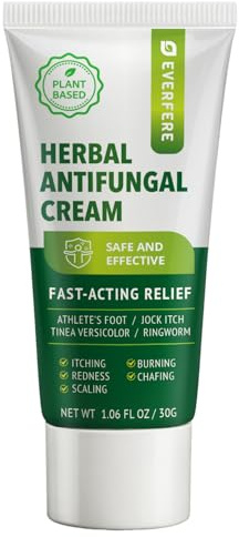 EVERFERE Natural Herbal Antifungal Cream: Tea Tree Centella Eucalyptus Lavender - Soothing Moisturising Cream for Dry Itchy Skin Refreshing Daily Care Formula for Women & Men 30g