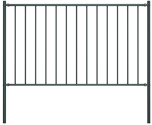Frise pour cour - Clôture artificielle avec poteaux en acier revêtu par pulvérisation - 1,81 x 1,25 m - Anthracite - Pour jardin, terrasse, balcon