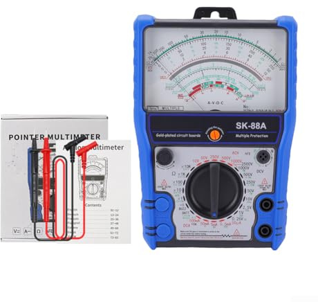 Durall SK-88A handhållen analog multimeter med silikonfodral för AC DC spänning strömresistens diod transistortestning och elektrisk reparationsarbete blå