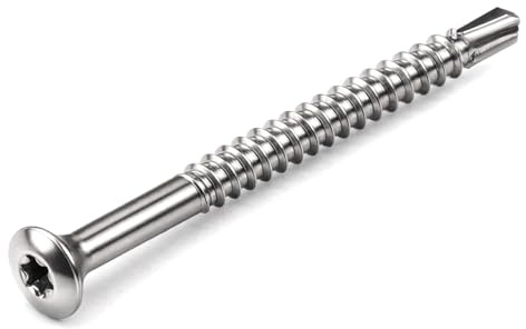 Design61 Tornillos para ventana, tornillos de perfil de cristal TX10, acero inoxidable 410, autoperforantes, cabeza lenticular, rosca parcial, montaje para cristal en ventana (200, 3,2 x 50/30)