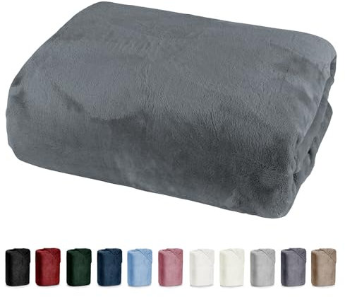 Bettlaken 180x200 Cashmere Touch Spannbettlaken Super Soft Winter Spannbetttuch Nicky Plüsch Teddy Typ585 Öko-Tex pflegeleicht anthrazit auch für 200x200 bis 200x220