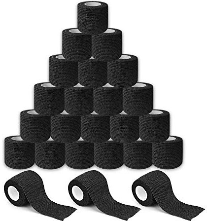 BISIBITA2 Sensi Wrap Grip Cover Sports Self Bandage Rolls 2-inch x 5-Yards 24pcs (Black)
