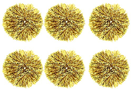 VGEBY1 6Pcs Cheerleading Poms, Dance Tifo Squadra Tifo Pompe Sport Mano Fiori per Il Team Sport Che incoraggia la Festa Notturna(Golden) Pom Pom Cheerleader