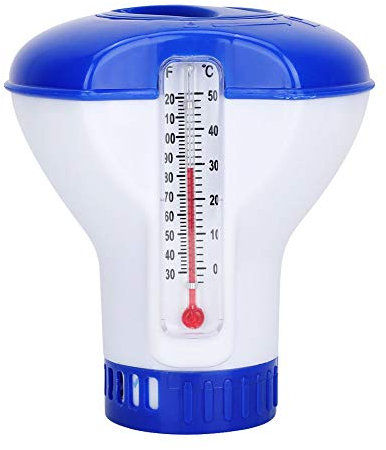 Termómetro Químico Flotante de Cloro Dispensador Cloro Flotante Dispensador Químico de Cloro de Piscina Flotante con Termómetro Soporte para Tabletas