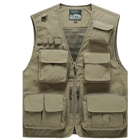 Freiesoldaten para los hombres al aire libre chaleco de pesca chaleco transpirable casual chaleco con multi bolsillo