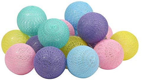 XhuangTech 30 lysdioder bomullsboll ljusslinga ljusslinga batteridrivna ljusslinga för uteplats gräsmatta trädgård fest dekoration (makaron, 30 lampor, 4,8 m)