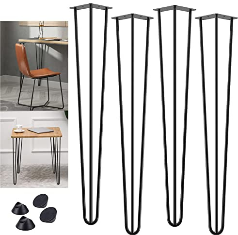 Hairpin Legs 34''/ 86cm, Heavy Duty Table Legs with Floor Protector Feet & Screws, 4PCS Furniture Legs for Standard Desk, Dining Table, Dressing Table, Computer Table