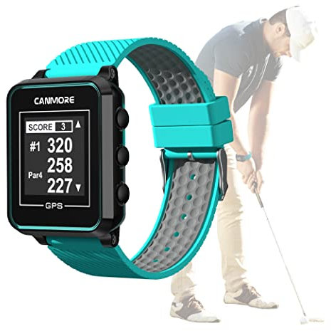 CANMORE TW356 Golf-GPS-Uhr für Damen und Herren, kostenloses Update, großes LCD-Display, Upgrade-IC-Chip, leichtes Zubehör, Türkis