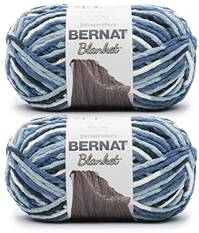 Bernat Blanket Faded Blues Yarn - 2 Pack of 300g/10.5oz - Polyester - 6 Super Bulky - 220 Yards - Knitting/Crochet