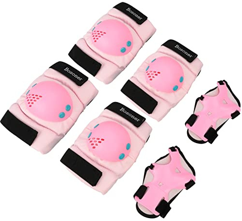 BOSONER Kids Knee Pads Set for 3-15 Year, Knee Elbow Pads and Wrist Guards for Boys/Girls, Child Protective Gear for Biking, Skating, Skateboarding, Roller Skating, Cycling, Scooter