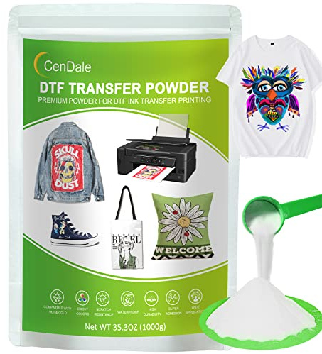 CenDale DTF - Polvo de 1000 g, adhesivo termofusible de transferencia digital blanco, polvo de transferencia DTF PreTreat para tinta de impresora DTF, polvo adhesivo termofusible DTF para todas las