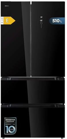 Cecotec Refrigerator Glass French Door 510 L Bolero CoolMarket FD 510 Glass E. 183 cm High, 84 cm Wide, Motor Inverter Plus, Fast Cooling and Fast Freezing, MultiAirFlow, Total NoFrost