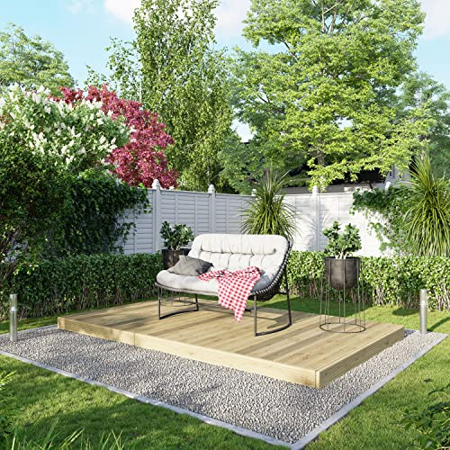 POWER High Grade Premium Wooden Decking Kit made from High Quality Timber Wood with No Hand Rails, Easy Installation, Weather Resistance and Anti-Rot Protection