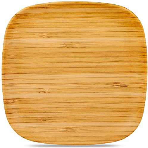 Geschirr Motiv & Artikel wählbar 4 Stück - kleine Kunststoff - Teller/Speiseteller - Holz Muster - Ø 20 cm - 4 eckig/quadratisch/rechteckig - Esstel..