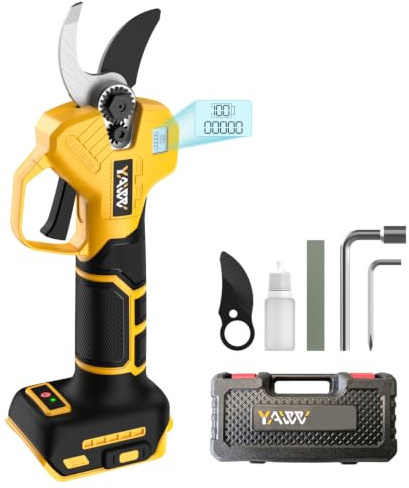 Brushless Electric Pruning Shears for DeWalt 20V Battery, Portable Cordless Pruning Shears with LCD Display＆SK5 Blades, Adjustable Cutting Diameter 0.8-1.2 Inch for Gardening Tree Pruning(NO Battery)