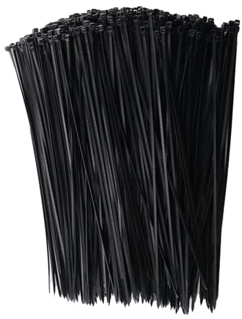 alwaiiz 500 piezas de bridas negras 250mm x 3mm, bridas autobloqueantes, resistentes a los rayos UV para organización de cables, decoración de jardines, etc.