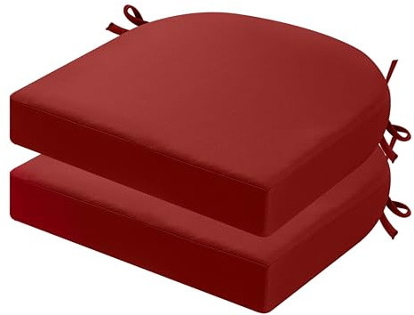 PRIMEPATIO Lot de 2 coussins de chaise pour l'extérieur, pour meubles de terrasse de jardin, imperméables, avec bandes, coussin pour l'extérieur, coussin pour chaise de terrasse, chaise de salle à