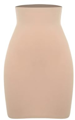 ZYAGH Sömlös höftklänning med mage urringning ovanför knät anti-cling-underkjol halvtrosor för klänningar shapewear body shaper smidig magkontroll underkläder kort kjol för kvinnor (nude, L)