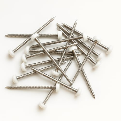 Lot de 50 clous à tête en plastique (40 mm), acier inoxydable, blanc, (poly top pins nails)
