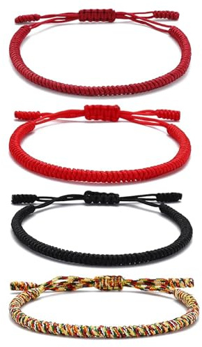 MLPKOI Pulseras Rojas, Genérico Pulsera Tibetana, Pulseras Para Parejas Regalos Pareja, Suerte y Protección, Ajustable Regalo Mujer Hombre, ara Hombre y Mujer, Bisutería Ajustable, Pulsera Hilo Rojo