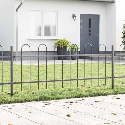 Clôture de jardin grise - 1,7 x 1,1 m - En acier revêtu par pulvérisation - Brise-vue robuste - Résistant aux intempéries - Pour jardin et terrasse - Panneaux de clôture durables