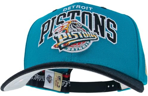 Mitchell & Ness Team Arch Cappellino da Baseball con Chiusura Classic Red Snapback - Detroit Pistons (Turco/Nero)
