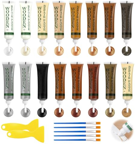 16 Colores kit de Reparación de Laminados, Reparador Arañazos Madera