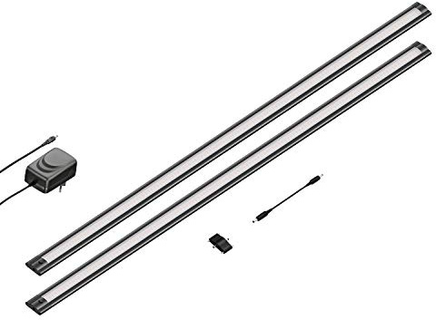 ledscom.de LED Unterbau-Leuchte SIRIS schwarz matt, flach, 90cm, je 963lm, warm-weiß 2er Set