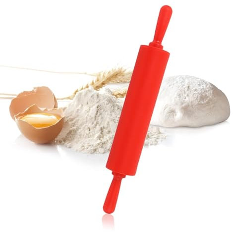 Rodillo Cocina De Silicona, 11,8 × 1,6 × 1,6 Pulgadas Rodillo Silicona Antiadherente, Rodillo Para Pasta Aguja Rodante De Silicona De Color Rollos De Pizza Rodillo Amasar Para El Hogar Cocina (Rojo)