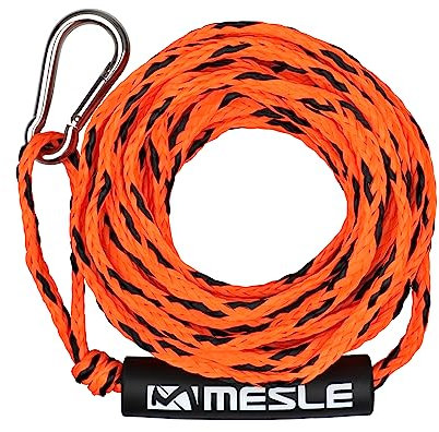 Mesle Schlepp-Leine 2P 50' für Wassersport Tubes und Schleppreifen, mit Schwimmer und Karabiner, Zug-Seil für 2 Personen Towable, Länge 15,2 m