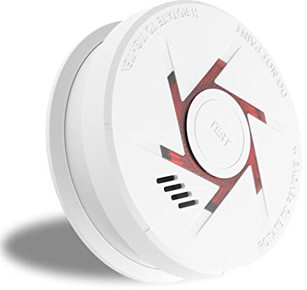 9V Battery Photoelectric Smoke Alarm With 10 Years Life Smoke Detector with Test Button 1 Pack