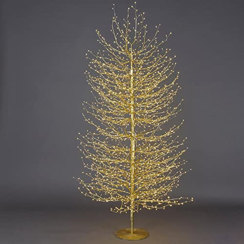 Magie di Natale Árbol luminoso Hago con ramas microled luz cálida de interior y exterior (210 cm, dorado)