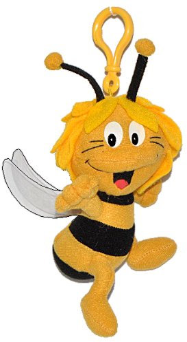 alles-meine.de GmbH Plüschtier/Schlüsselanhänger - die kleine Biene Maja - Bienen Honig Honigbiene Plüsch Anhänger gelb schwarz Streifen - Anhänger für Schlüssel & Kuschelt..